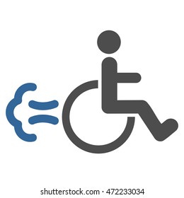 Patient Movement icon. Vector style is bicolor flat iconic symbol with rounded angles, cobalt and gray colors, white background.