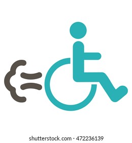 Patient Movement icon. Vector style is bicolor flat iconic symbol with rounded angles, grey and cyan colors, white background.