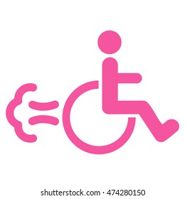 Patient Movement icon. Vector style is flat iconic symbol with rounded angles, pink color, white background.