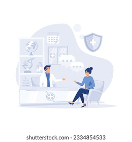 Patient in the doctor’s office. Doctor consultation. Visit. Modern clinic. flat vector modern illustration