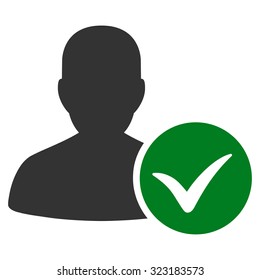 Patient Ok vector icon. Style is bicolor flat symbol, green and gray colors, rounded angles, white background.