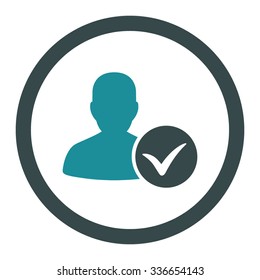 Patient Ok vector icon. Style is bicolor flat rounded symbol, soft blue colors, rounded angles, white background.