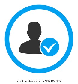 Patient Ok vector icon. Style is bicolor flat rounded symbol, blue and gray colors, rounded angles, white background.