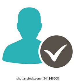 Patient Ok vector icon. Style is bicolor flat symbol, grey and cyan colors, rounded angles, white background.