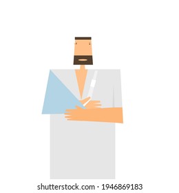 Patient on arm arm sling. 