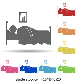 Paciente y pobre en ícono de estilo multicolor. Simple glifo, vector plano de iconos de banca móvil para ui y ux, sitio web o aplicación móvil
