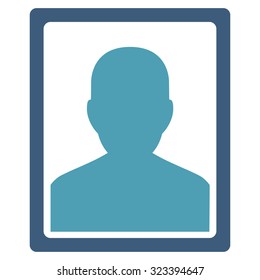 Patient Portrait vector icon. Style is bicolor flat symbol, cyan and blue colors, rounded angles, white background.