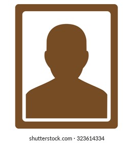 Patient Portrait vector icon. Style is flat symbol, brown color, rounded angles, white background.