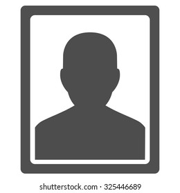 Patient Portrait vector icon. Style is flat symbol, gray color, rounded angles, white background.