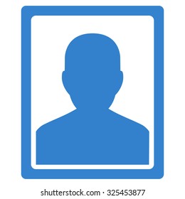 Patient Portrait vector icon. Style is flat symbol, cobalt color, rounded angles, white background.