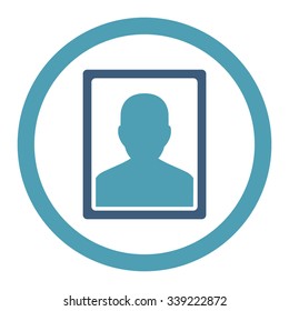 Patient Portrait vector icon. Style is bicolor flat rounded symbol, cyan and blue colors, rounded angles, white background.