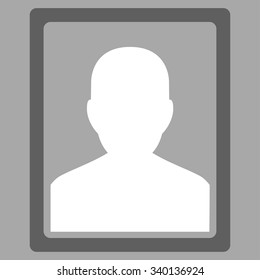Patient Portrait vector icon. Style is bicolor flat symbol, dark gray and white colors, rounded angles, silver background.