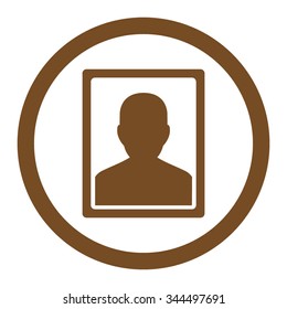Patient Portrait vector icon. Style is flat rounded symbol, brown color, rounded angles, white background.