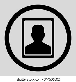 Patient Portrait vector icon. Style is flat rounded symbol, black color, rounded angles, light gray background.