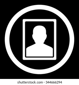 Patient Portrait vector icon. Style is flat rounded symbol, white color, rounded angles, black background.