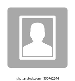 Patient Portrait vector icon. Style is flat rounded square button, white and silver colors, white background.