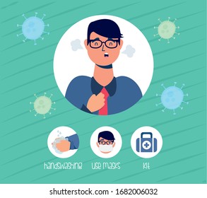 patient with prevention methods character vector illustration design