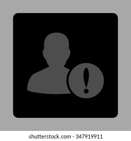 Patient Problem vector icon. Style is flat rounded square button, gray and black colors, silver background.