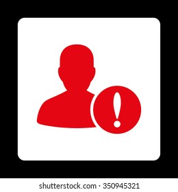 Patient Problem vector icon. Style is flat rounded square button, red and white colors, black background.