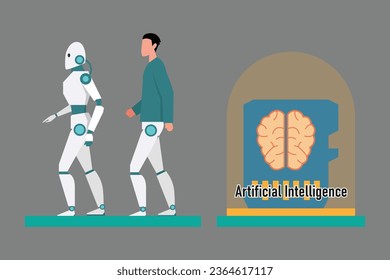 patient with prosthesis and AI robot 2d vector illustration concept for banner, website, landing page, flyer, etc