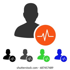 Patient Pulse flat vector illustration. Colored patient pulse gray, black, blue, green icon versions. Flat icon style for graphic design.