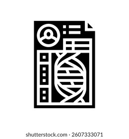 patient record with dna analysis medicine glyph icon vector. patient record with dna analysis medicine sign. isolated symbol illustration
