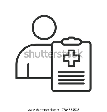 Patient record icon in line design. patient record, medical data, health report, clinical file, documentation on white background vector. Patient record editable stroke icon