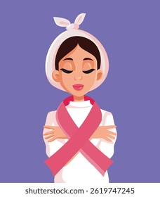 
Patient Recovering from Oncology Treatment Vector Illustration. Woman who defeated an oncological disease that is in remission 
