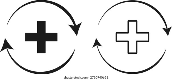Patient Recovery and Progress Interface Icons. Vector Symbols for Rehabilitation, Surgery Aftercare, and Wellness