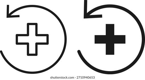 Iconos de la interfaz de recuperación y progreso del paciente. Símbolos de Vector para la rehabilitación, la atención posoperatoria quirúrgica y el bienestar