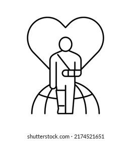  patient refugee world help line icon vector. invalid patient refugee world help sign. isolated contour symbol black illustration