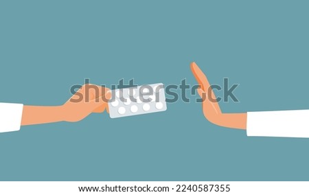 
Patient Refusing Medical Treatment Vector Cartoon illustration. Person choosing to refuse medication saying no to the doctor 
