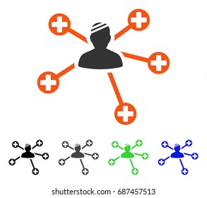 Patient Relations flat vector icon. Colored patient relations gray, black, blue, green pictogram variants. Flat icon style for application design.