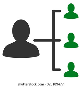 Patient Relations vector icon. Style is bicolor flat symbol, green and gray colors, rounded angles, white background.