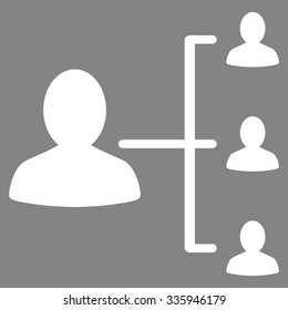 Patient Relations vector icon. Style is flat symbol, white color, rounded angles, gray background.