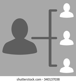 Patient Relations vector icon. Style is bicolor flat symbol, dark gray and white colors, rounded angles, silver background.