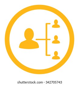 Patient Relations vector icon. Style is flat rounded symbol, yellow color, rounded angles, white background.