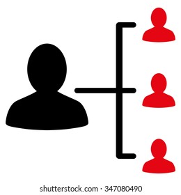Patient Relations vector icon. Style is bicolor flat symbol, intensive red and black colors, rounded angles, white background.