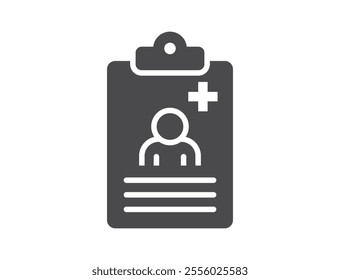 Patient report card flat icon. Medical history symbol. Isolated vector image in simple style