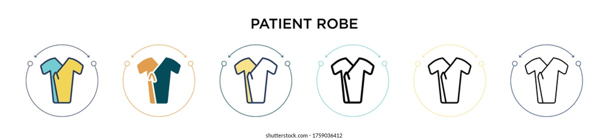 Patient robe icon in filled, thin line, outline and stroke style. Vector illustration of two colored and black patient robe vector icons designs can be used for mobile, ui, web