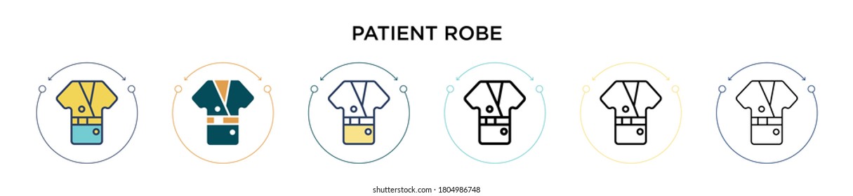 Patient robe icon in filled, thin line, outline and stroke style. Vector illustration of two colored and black patient robe vector icons designs can be used for mobile, ui, web