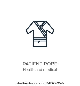 Patient robe icon. Thin linear patient robe outline icon isolated on white background from health and medical collection. Line vector sign, symbol for web and mobile