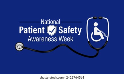 Patient safety awareness week is observed every year in March. That is serves as a  awareness promoting and Improvement patient safety practices. Banner poster, flyer and Banner, background design.
