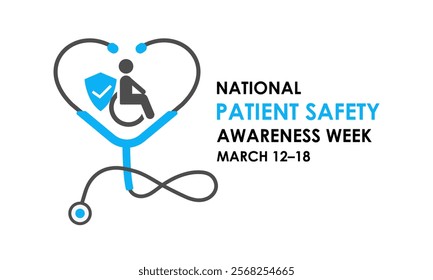 Patient safety awareness week is observed every year in March. Patient Safety Awareness  is observed to increase patient and health professional awareness. Design for banner, cards, prints. Eps 10.