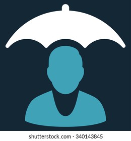 Patient Safety vector icon. Style is bicolor flat symbol, blue and white colors, rounded angles, dark blue background.