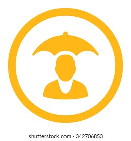 Patient Safety vector icon. Style is flat rounded symbol, yellow color, rounded angles, white background.