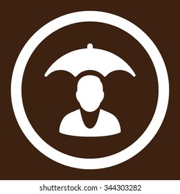 Patient Safety vector icon. Style is flat rounded symbol, white color, rounded angles, brown background.