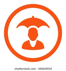 Patient Safety vector icon. Style is flat rounded symbol, orange color, rounded angles, white background.