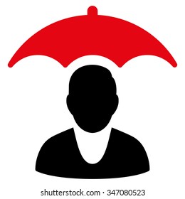 Patient Safety Vector Icon. Style Is Bicolor Flat Symbol, Intensive Red And Black Colors, Rounded Angles, White Background.