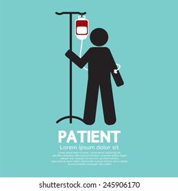 Patient With Saline Solution Graphic Symbol Vector Illustration